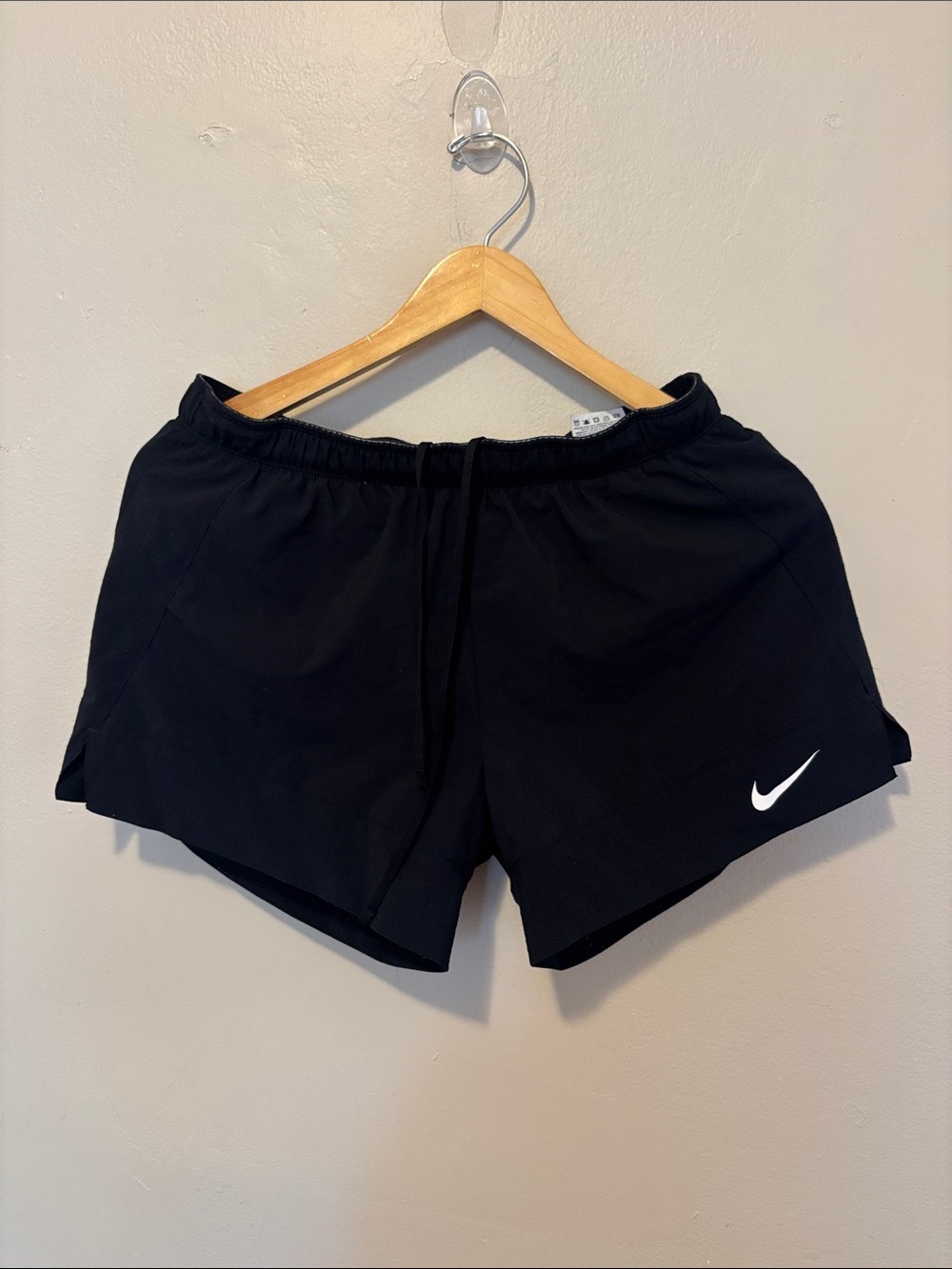 Nike Women's Black Athletic Shorts with White Swoosh